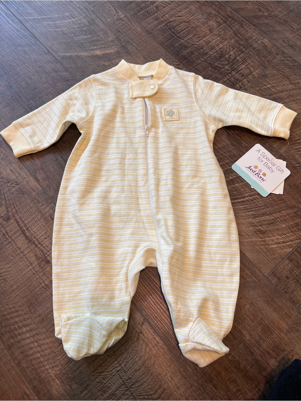 Vintage Yellow Striped Baby Footed Pajamas Sleeper - Soft Zip Front